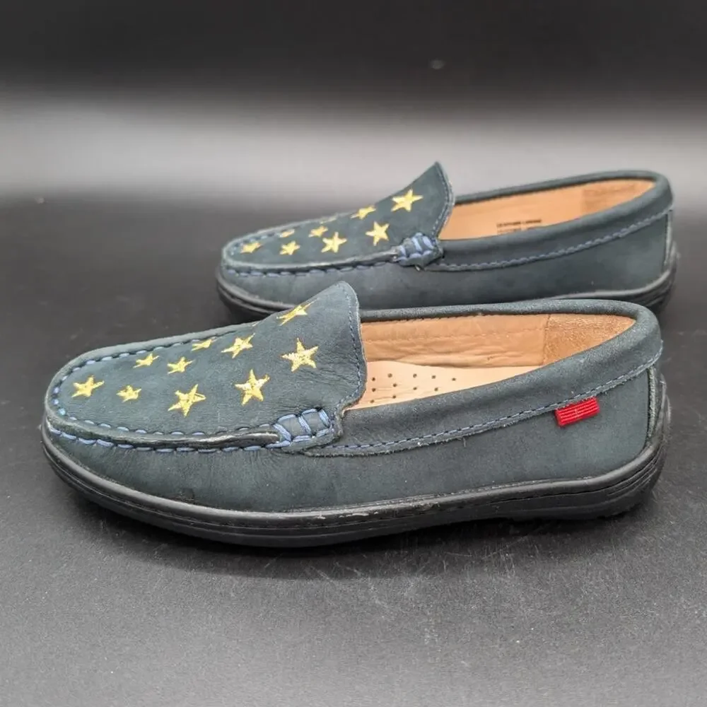 Marc Joseph Loafers Youth 11.5 Navy Blue Gold Stars Slip On Shoes Holland Preppy